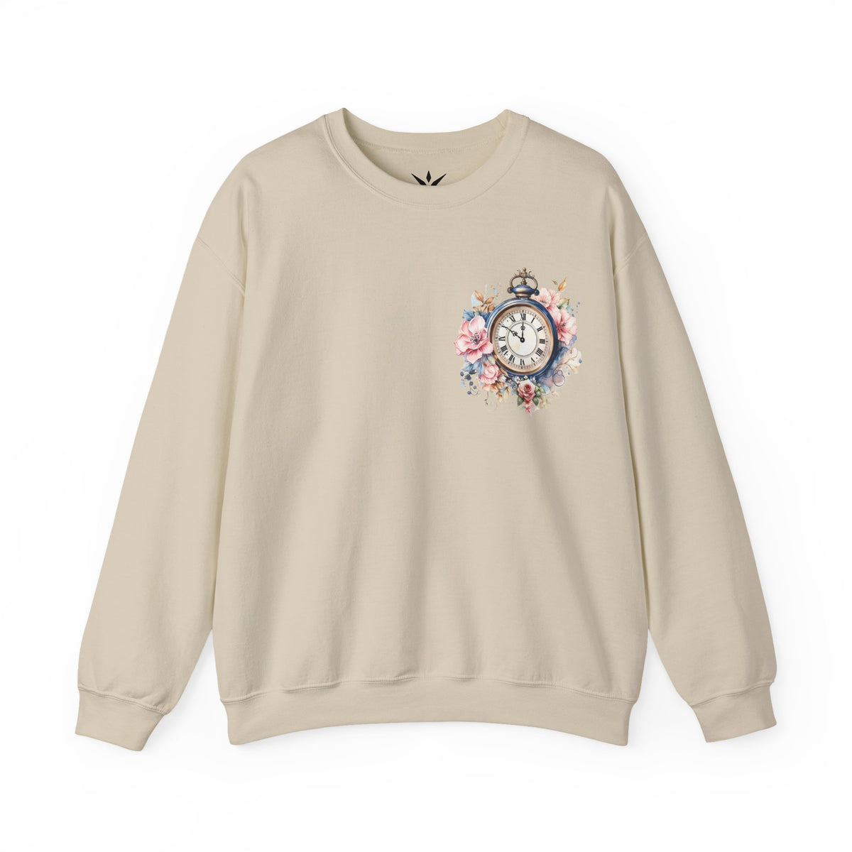 ORVIAN — Blue Watercolor Floral Book Crewneck, Open Book Wildflower Literary Unisex Heavy Blend