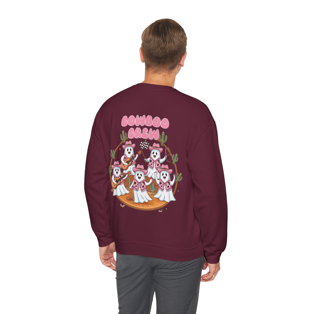 ORVIAN — Howdy Halloween Ghost Cowboy Crewneck, Pink Cowboo Western Unisex Heavy Blend