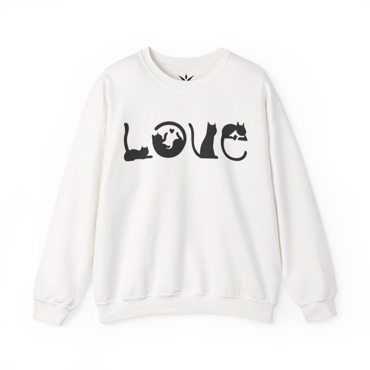 ORVIAN — LOVE Cat Silhouette & Heart-Shaped Cats Crewneck, Cat Lover Unisex Heavy Blend