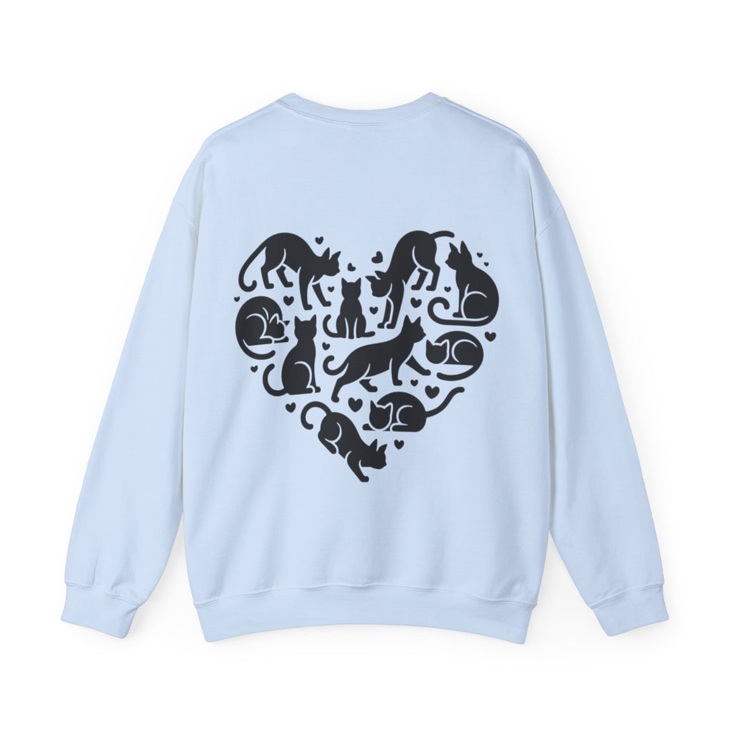ORVIAN — LOVE Cat Silhouette & Heart-Shaped Cats Crewneck, Cat Lover Unisex Heavy Blend