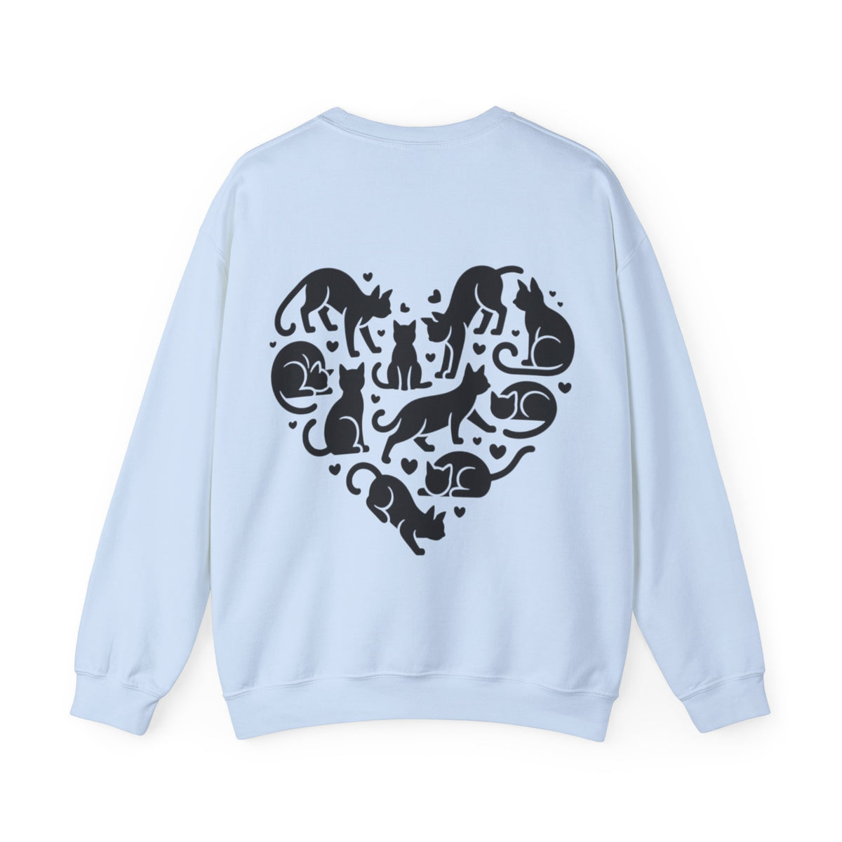 ORVIAN — LOVE Cat Silhouette & Heart-Shaped Cats Crewneck, Cat Lover Unisex Heavy Blend