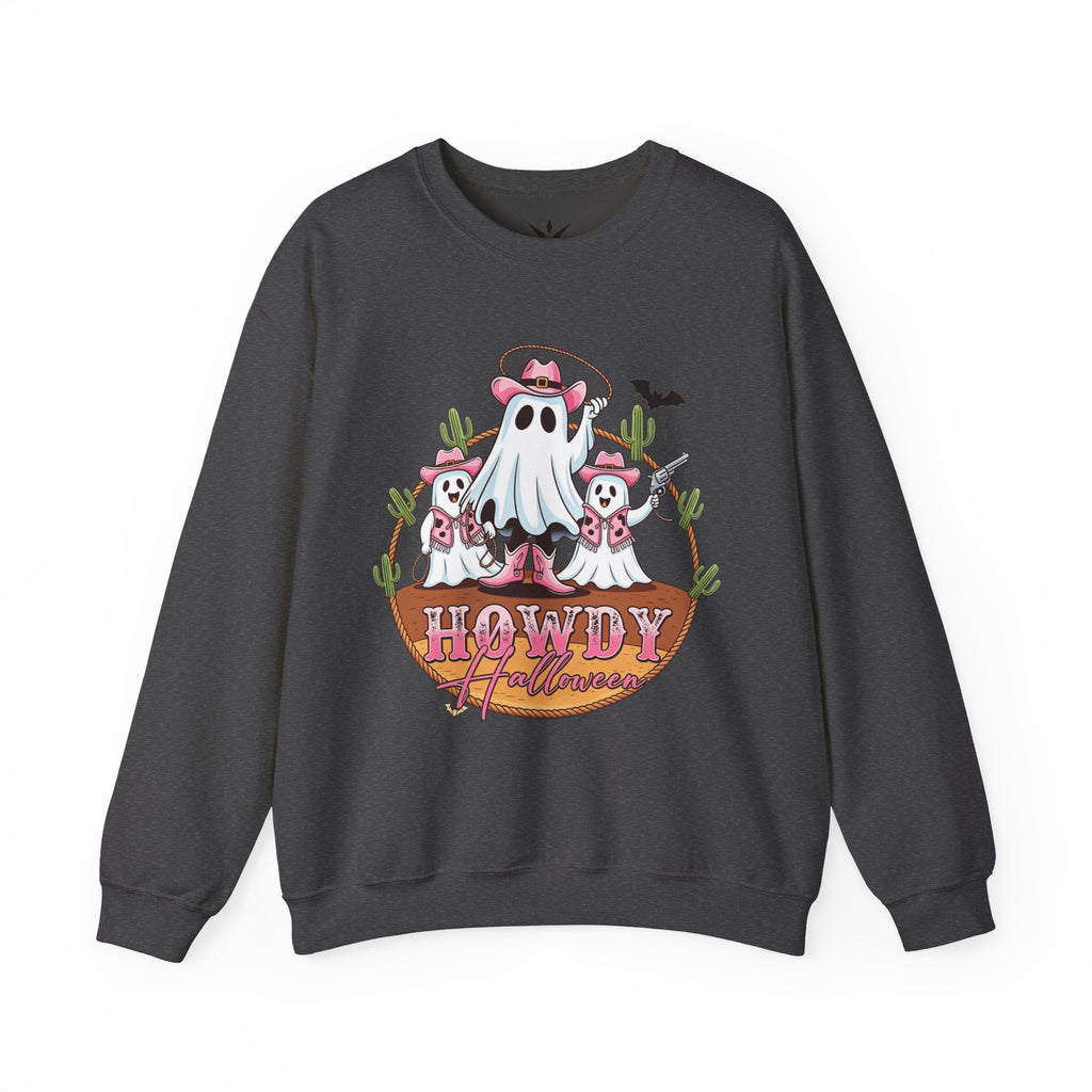 ORVIAN — Howdy Halloween Ghost Cowboy Crewneck, Pink Cowboo Western Unisex Heavy Blend