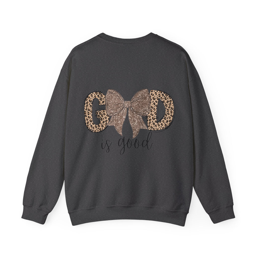 ORVIAN — Leopard Is The New Black & God Is Good Coquette Bow Crewneck, Faith-Inspired Unisex