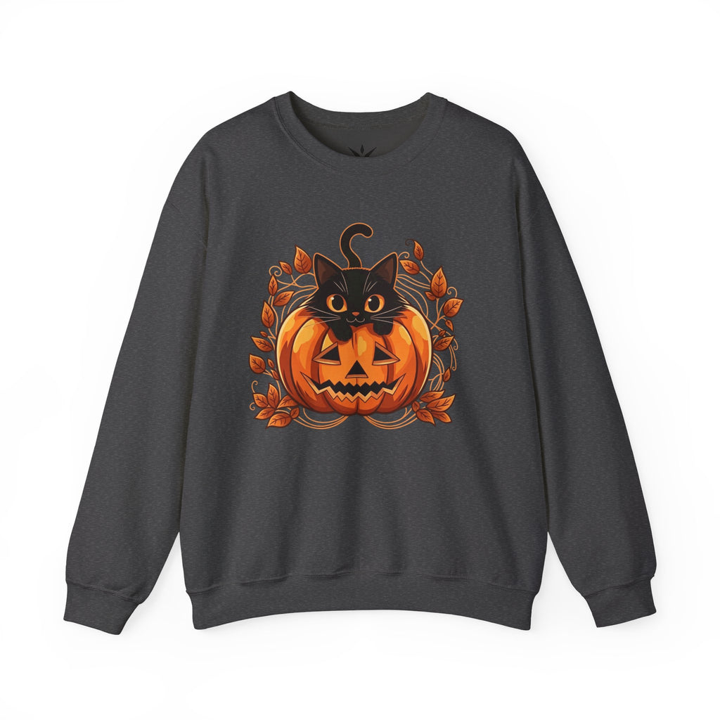ORVIAN — Black Cat & Pumpkin Halloween Crewneck, Ghost & Coquette Bow Unisex Heavy Blend