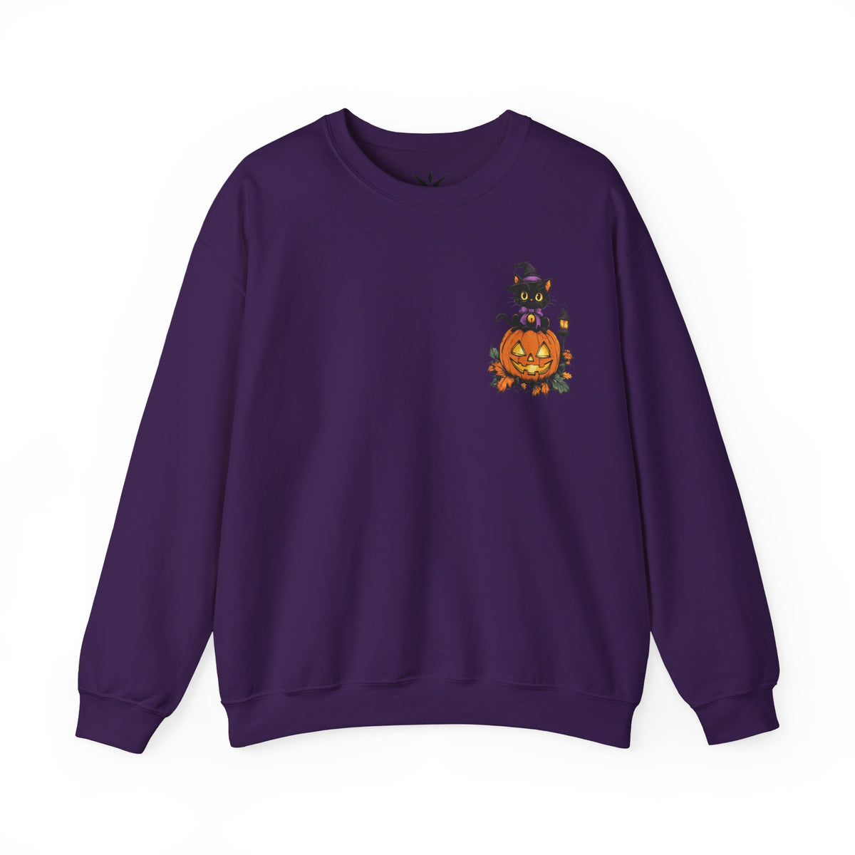 ORVIAN — Witch Cat Halloween Crewneck, Flying Black Cat & Pumpkin Patch Unisex Sweatshirt