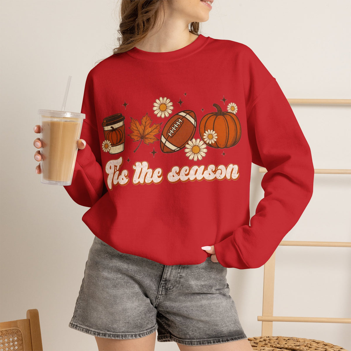 ORVIAN — ’Tis the Season Fall & Football Crewneck, Fall Sweet Fall Daisy Unisex Heavy Blend