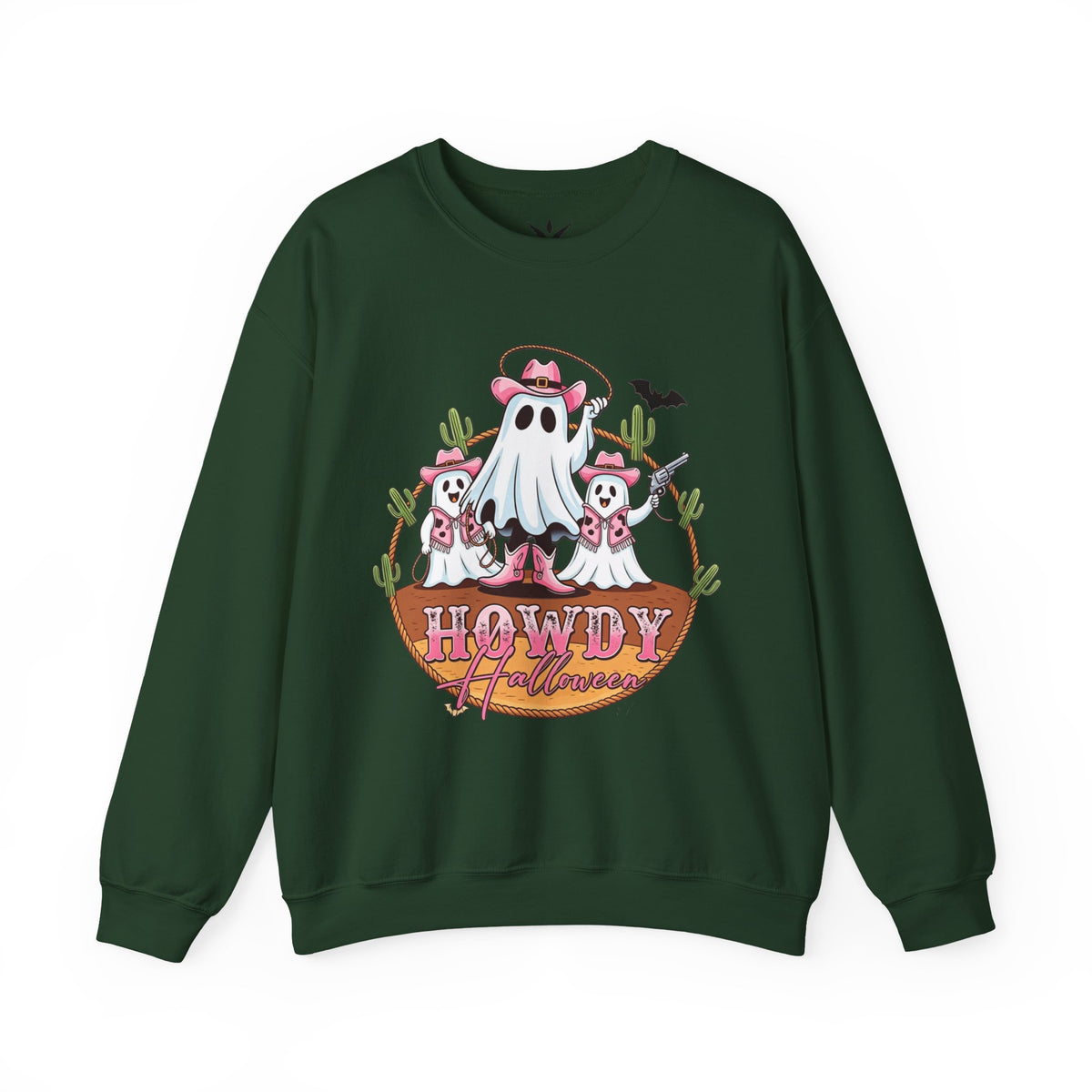 ORVIAN — Howdy Halloween Ghost Cowboy Crewneck, Pink Cowboo Western Unisex Heavy Blend