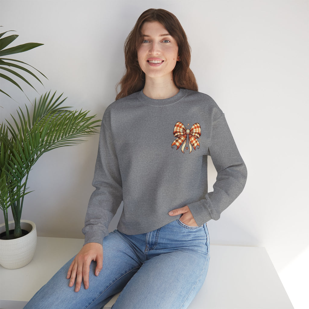 ORVIAN — Ghostly Coffee Break Coquette Bow Crewneck, Cozy Pumpkin Spice Halloween Unisex