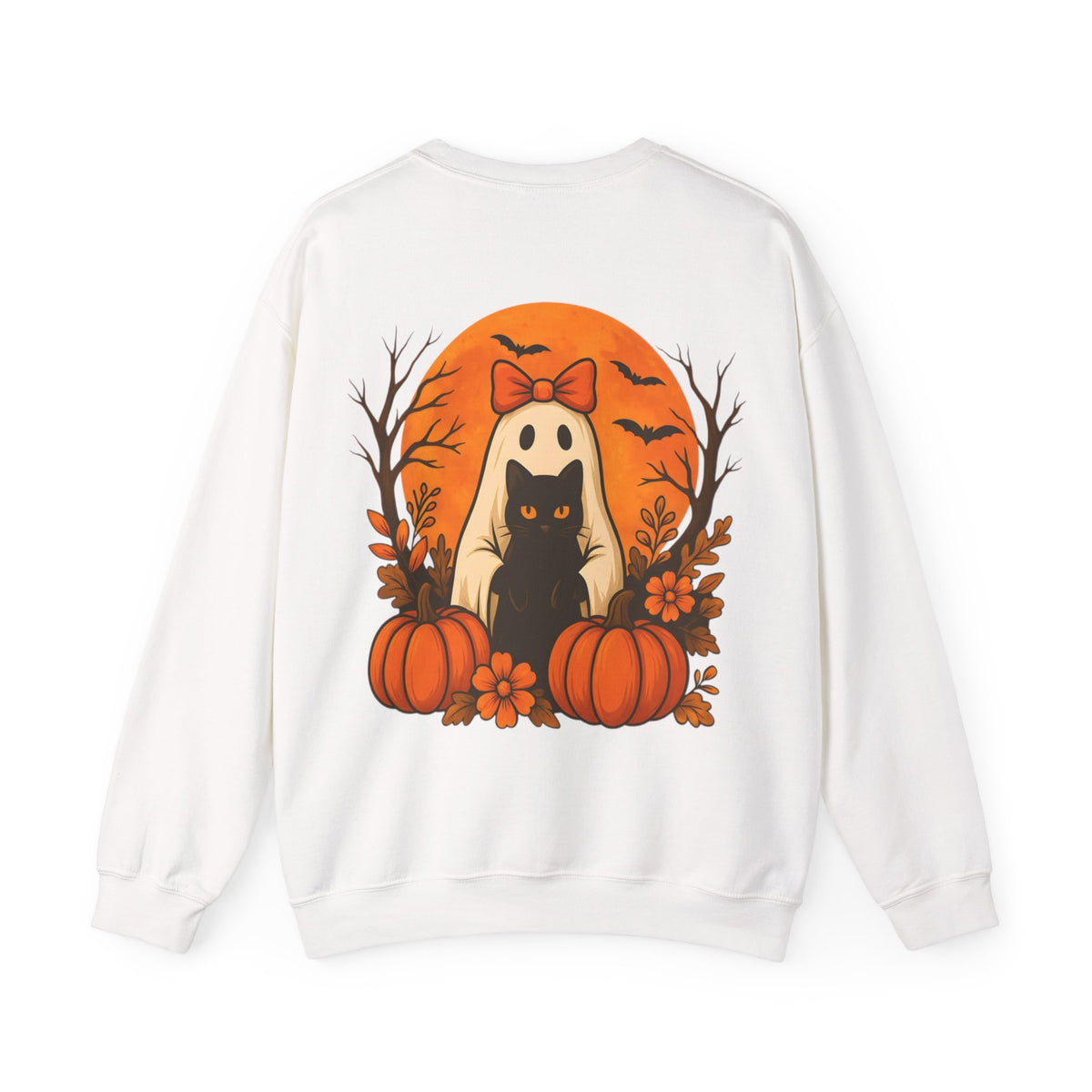 ORVIAN — Black Cat & Pumpkin Halloween Crewneck, Ghost & Coquette Bow Unisex Heavy Blend