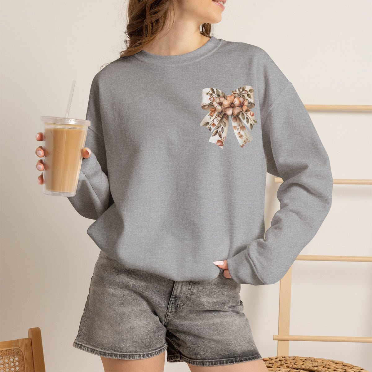 ORVIAN — Pumpkin Spice & Autumn Botanicals Crewneck, Floral Pumpkin Fall Unisex Sweatshirt