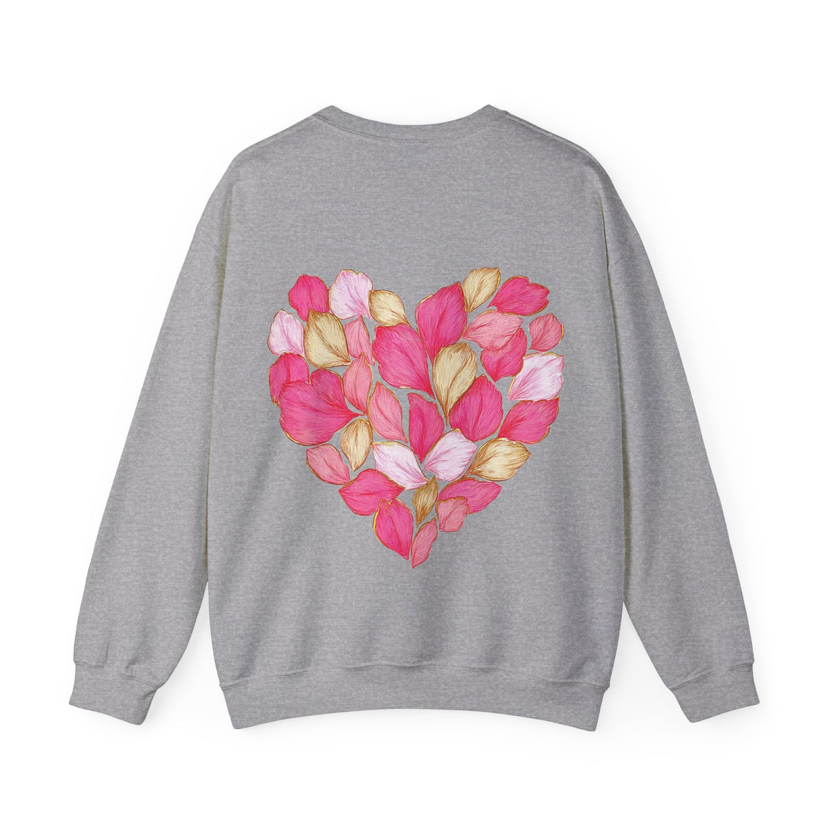 ORVIAN — Floral Rose Heart Crewneck, Romantic Pink Flower Valentine Sweatshirt, Unisex Heavy Blend