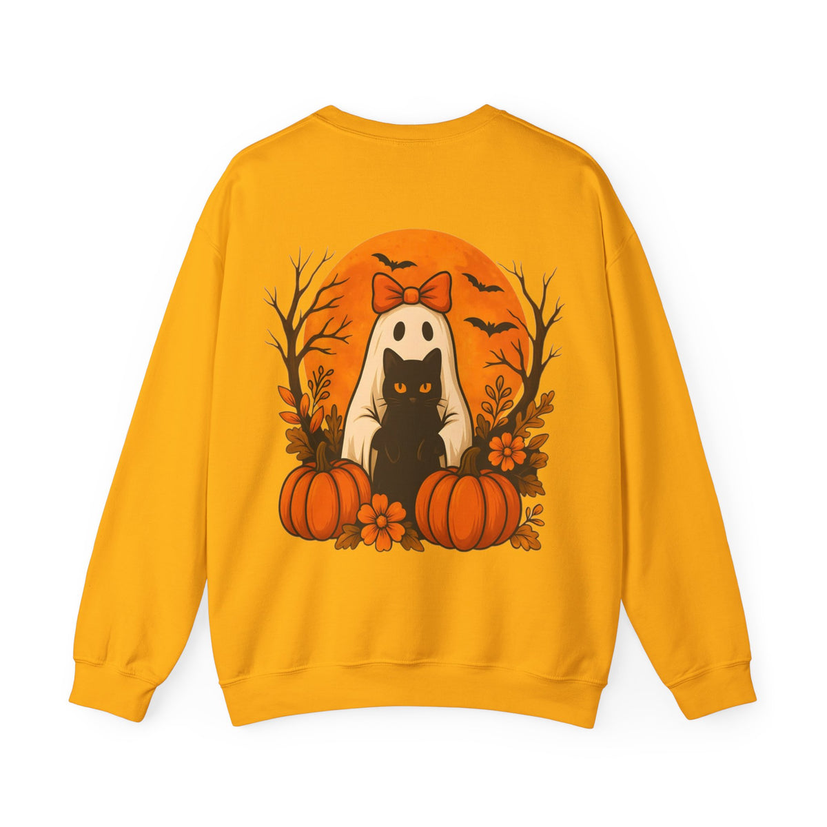 ORVIAN — Black Cat & Pumpkin Halloween Crewneck, Ghost & Coquette Bow Unisex Heavy Blend