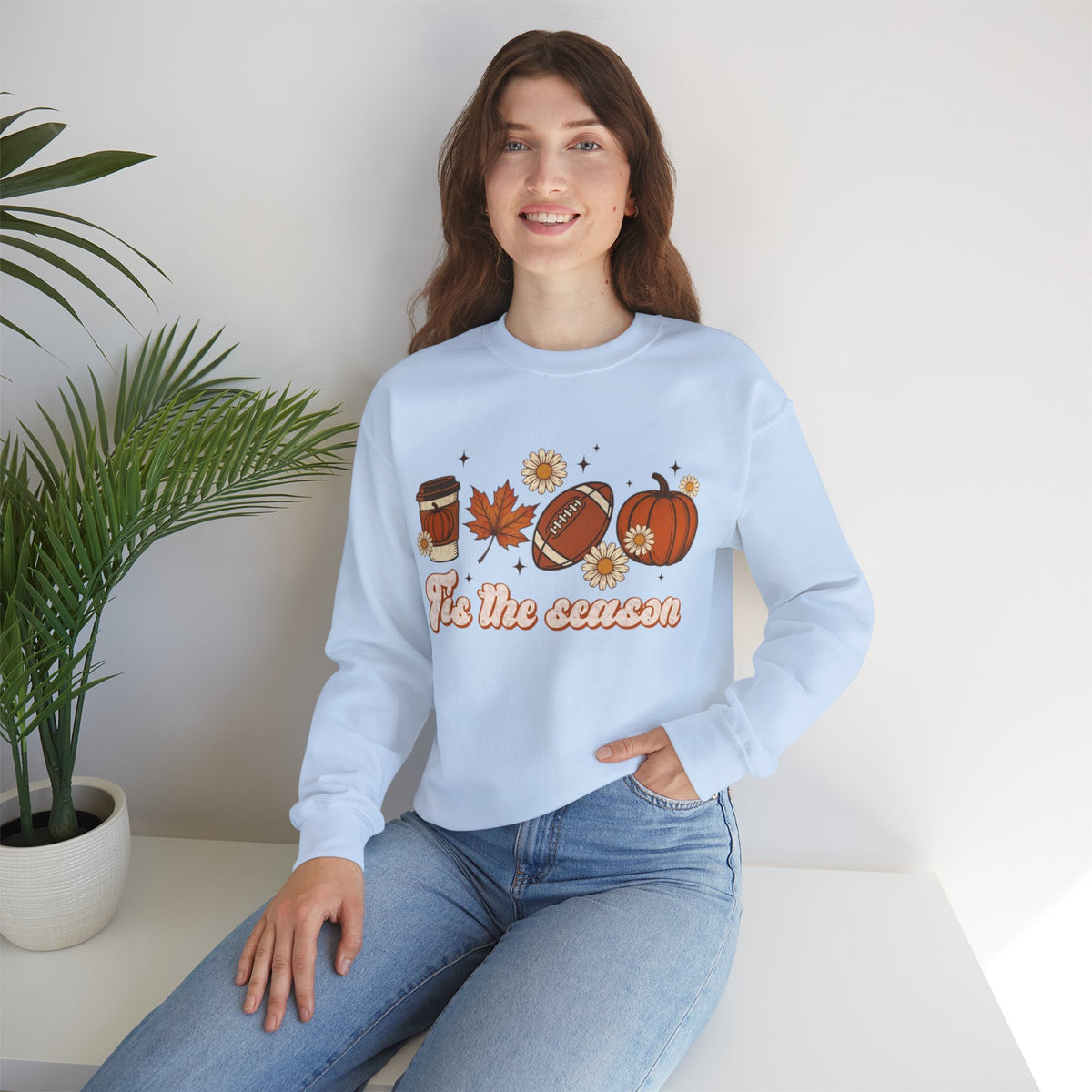ORVIAN — ’Tis the Season Fall & Football Crewneck, Fall Sweet Fall Daisy Unisex Heavy Blend