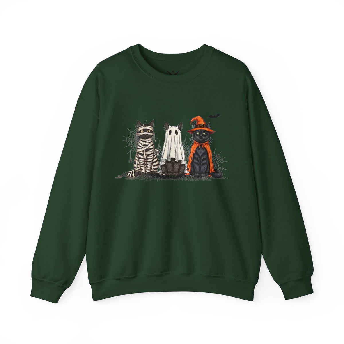ORVIAN — Halloween Cats & Ghosts Crewneck, Spooky Cute Black Cat Unisex Sweatshirt