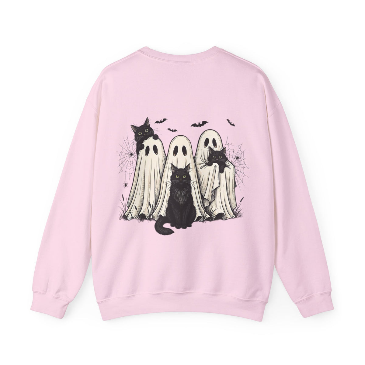 ORVIAN — Halloween Cats & Ghosts Crewneck, Spooky Cute Black Cat Unisex Sweatshirt