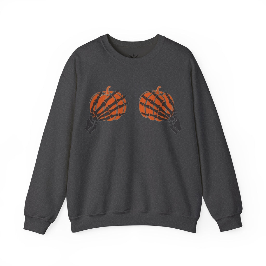 ORVIAN — Pumpkin Bra & Trick or Treat Halloween Crewneck, Skeleton Hands Unisex Heavy Blend