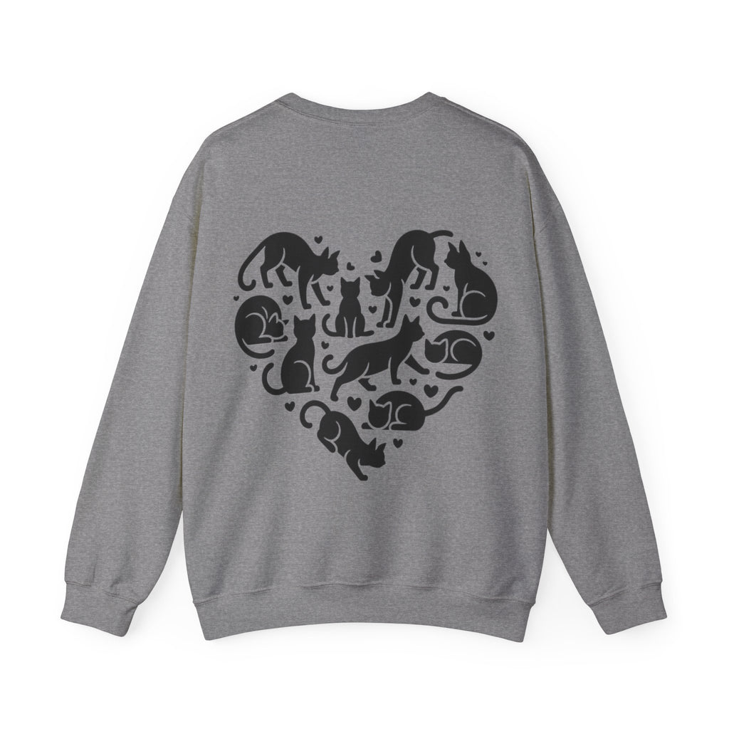 ORVIAN — LOVE Cat Silhouette & Heart-Shaped Cats Crewneck, Cat Lover Unisex Heavy Blend