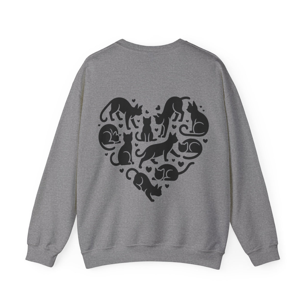 ORVIAN — LOVE Cat Silhouette & Heart-Shaped Cats Crewneck, Cat Lover Unisex Heavy Blend