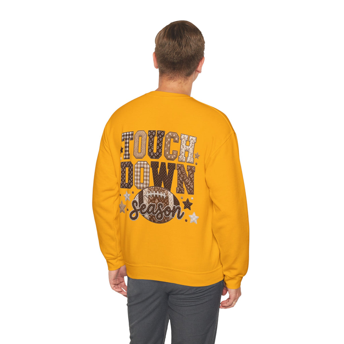 ORVIAN — Touchdown Season Football Bow Crewneck, Sparkle Game Day Sporty Unisex Heavy Blend