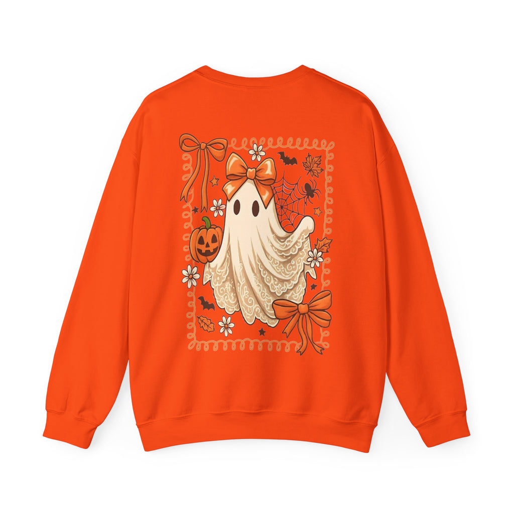 ORVIAN — Coquette Ghost & Bow Halloween Crewneck, Lace Ghost Pumpkin Unisex Sweatshirt