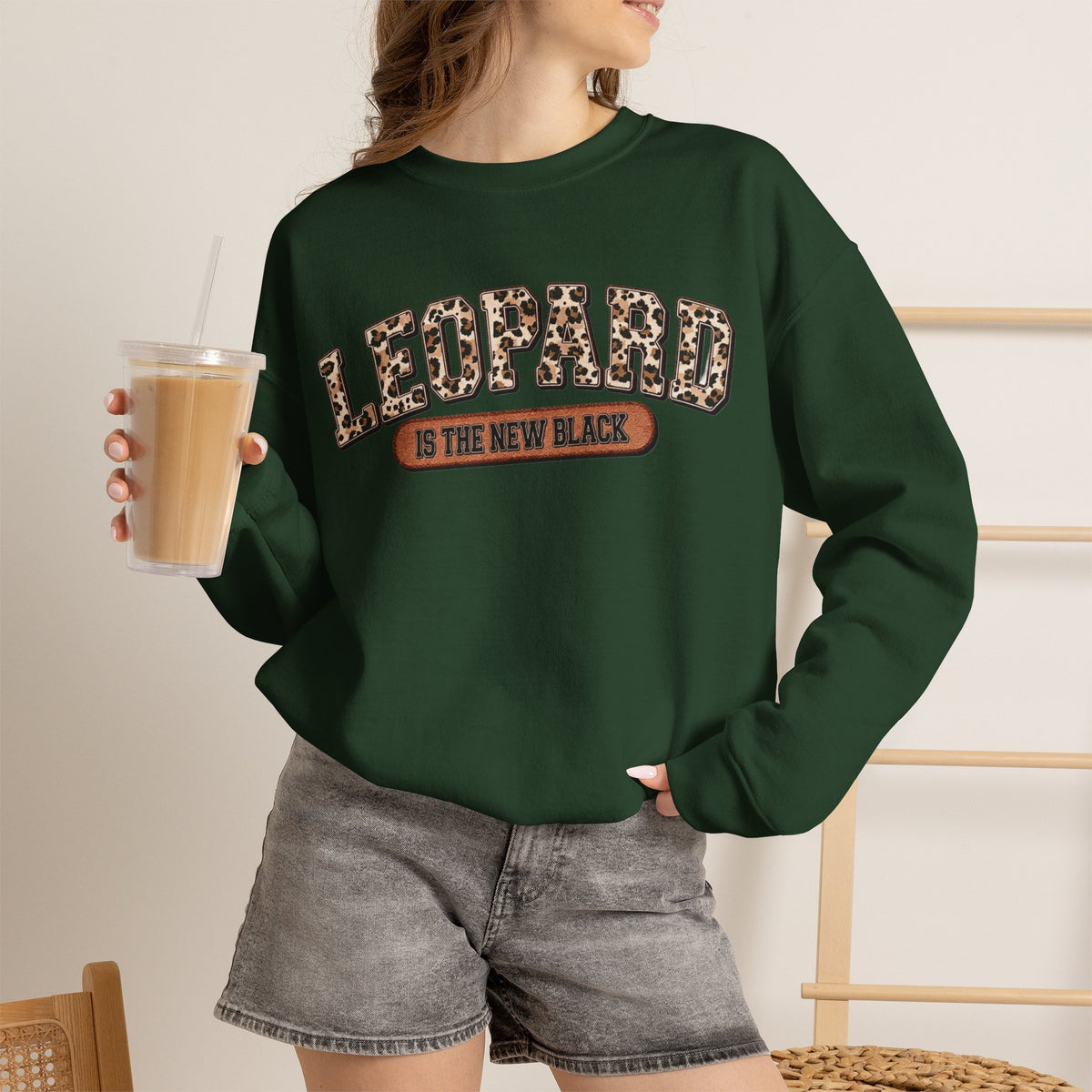 ORVIAN — Leopard Is The New Black & God Is Good Coquette Bow Crewneck, Faith-Inspired Unisex