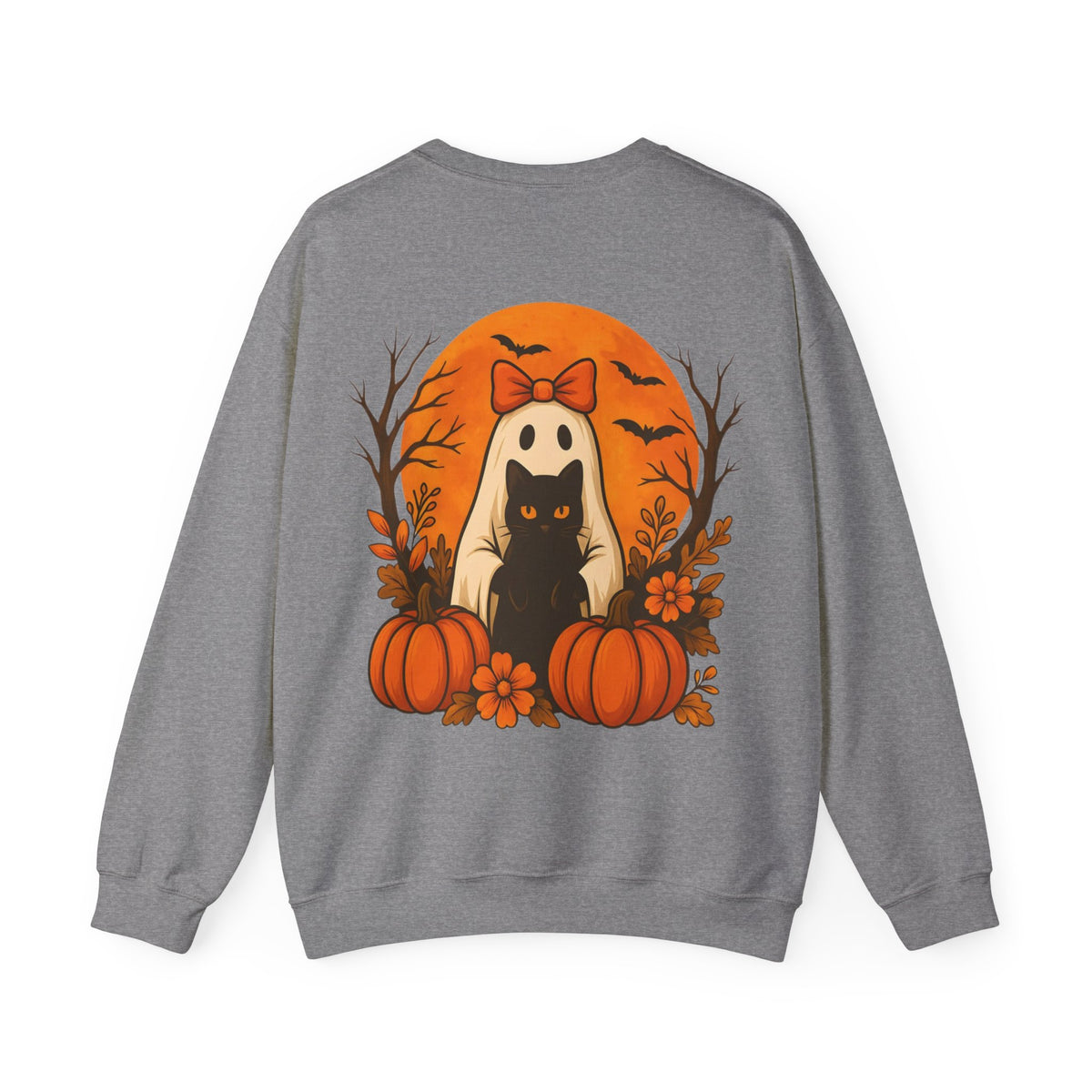 ORVIAN — Black Cat & Pumpkin Halloween Crewneck, Ghost & Coquette Bow Unisex Heavy Blend