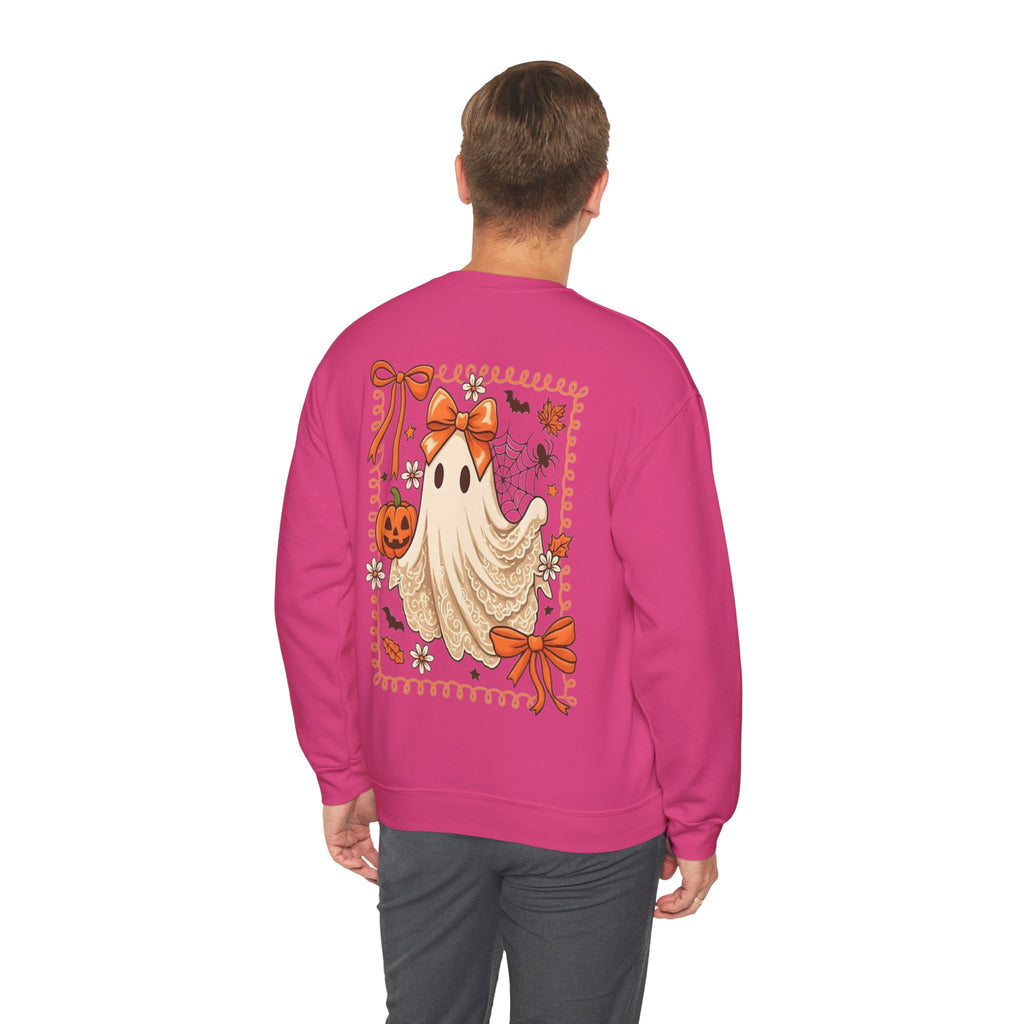 ORVIAN — Coquette Ghost & Bow Halloween Crewneck, Lace Ghost Pumpkin Unisex Sweatshirt