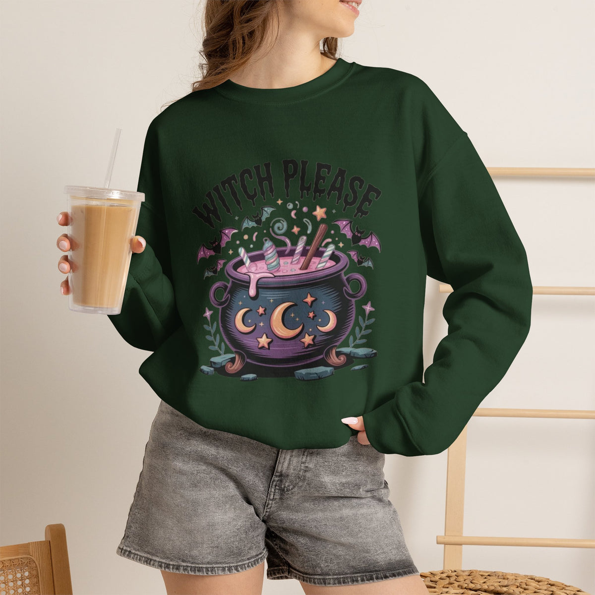 ORVIAN — Witch Please & I'm Just a Housewife Witch Crewneck, Magical Cauldron Unisex Heavy Blend