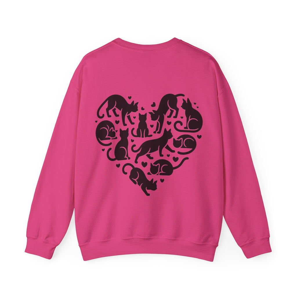 ORVIAN — LOVE Cat Silhouette & Heart-Shaped Cats Crewneck, Cat Lover Unisex Heavy Blend