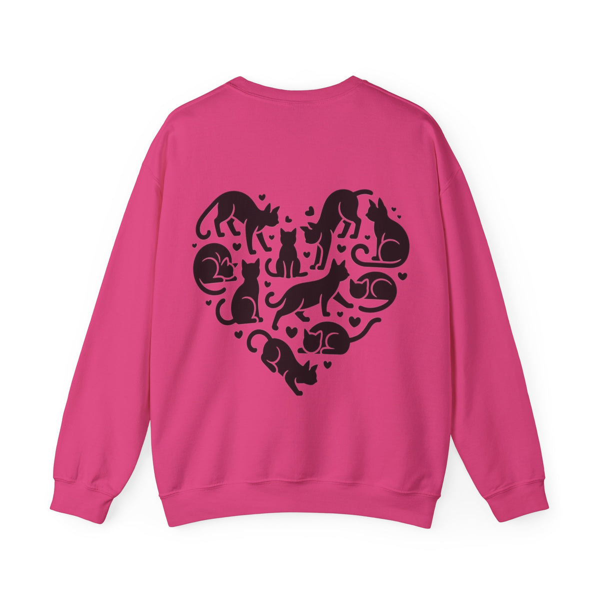 ORVIAN — LOVE Cat Silhouette & Heart-Shaped Cats Crewneck, Cat Lover Unisex Heavy Blend