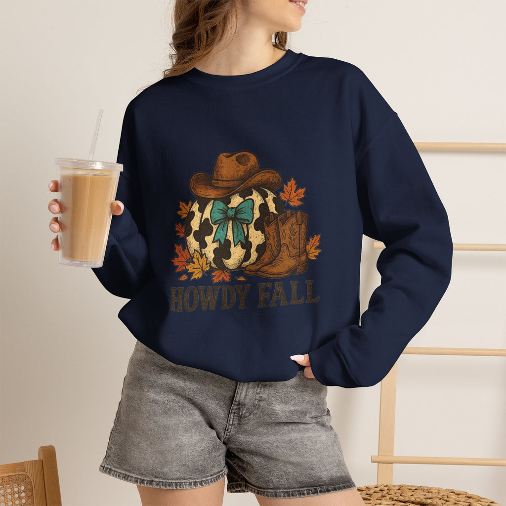 ORVIAN — Howdy Fall Wéstern Pumpkin & Ghost Cow Crewneck, Moo I Mean Boo Halloween Unisex