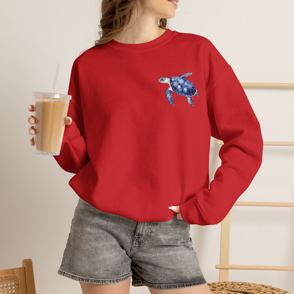 ORVIAN — Sea Turtle & Seashell Starfish Crewneck, Coastal Ocean Nautical Unisex Heavy Blend