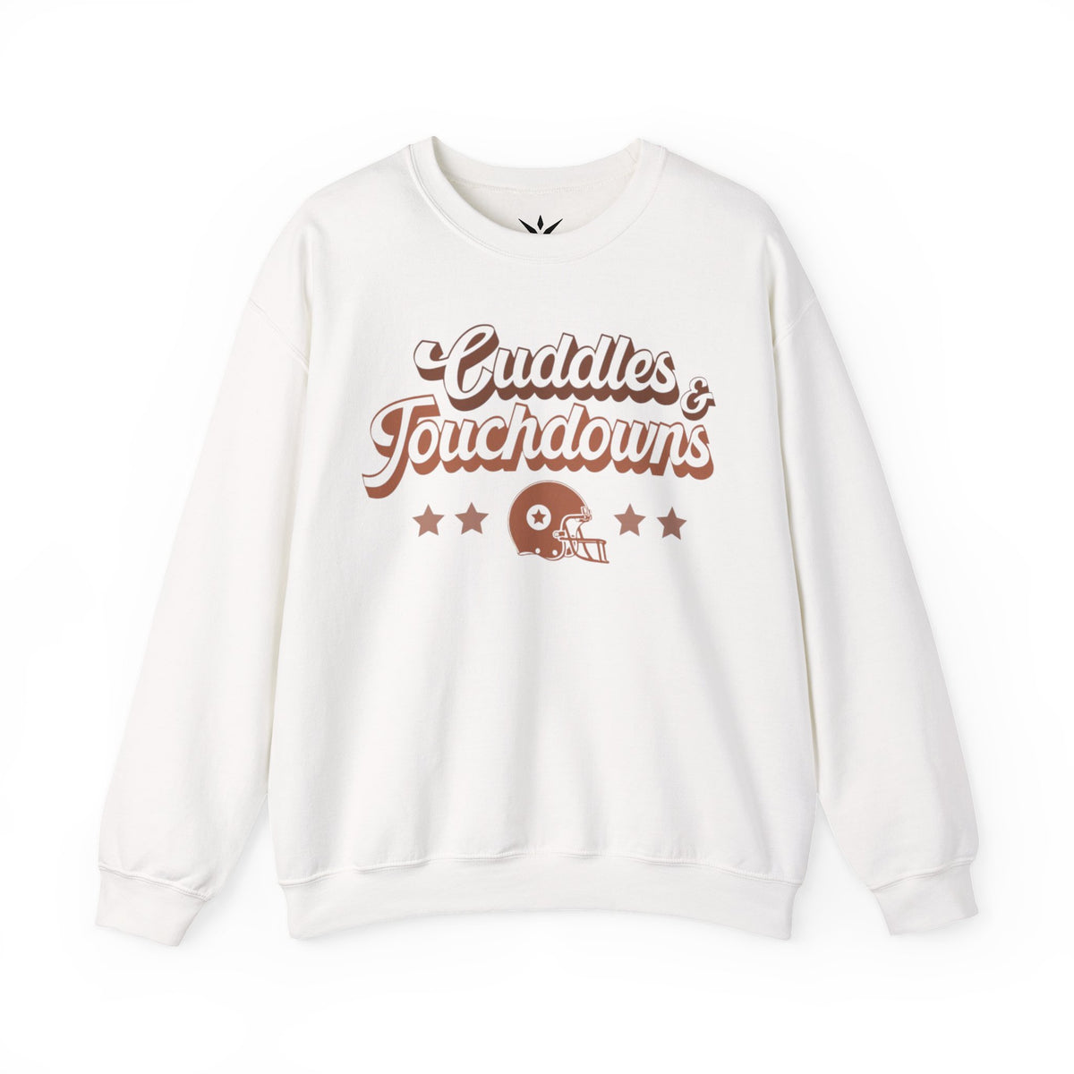 ORVIAN — Cuddles & Touchdowns Football Crewneck, Heart Football Game Day Unisex Heavy Blend