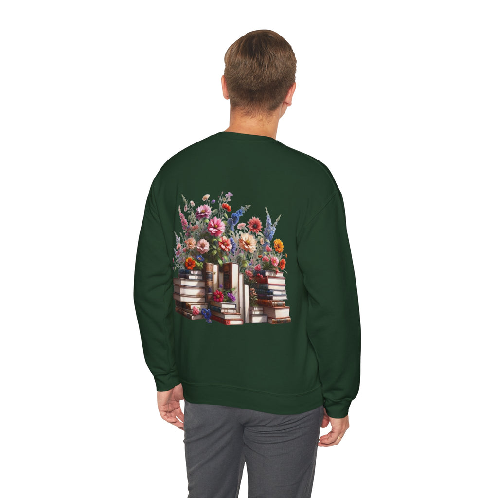ORVIAN — Steampunk Floral Pocket Watch & Blooming Books Crewneck, Vintage Literary Unisex