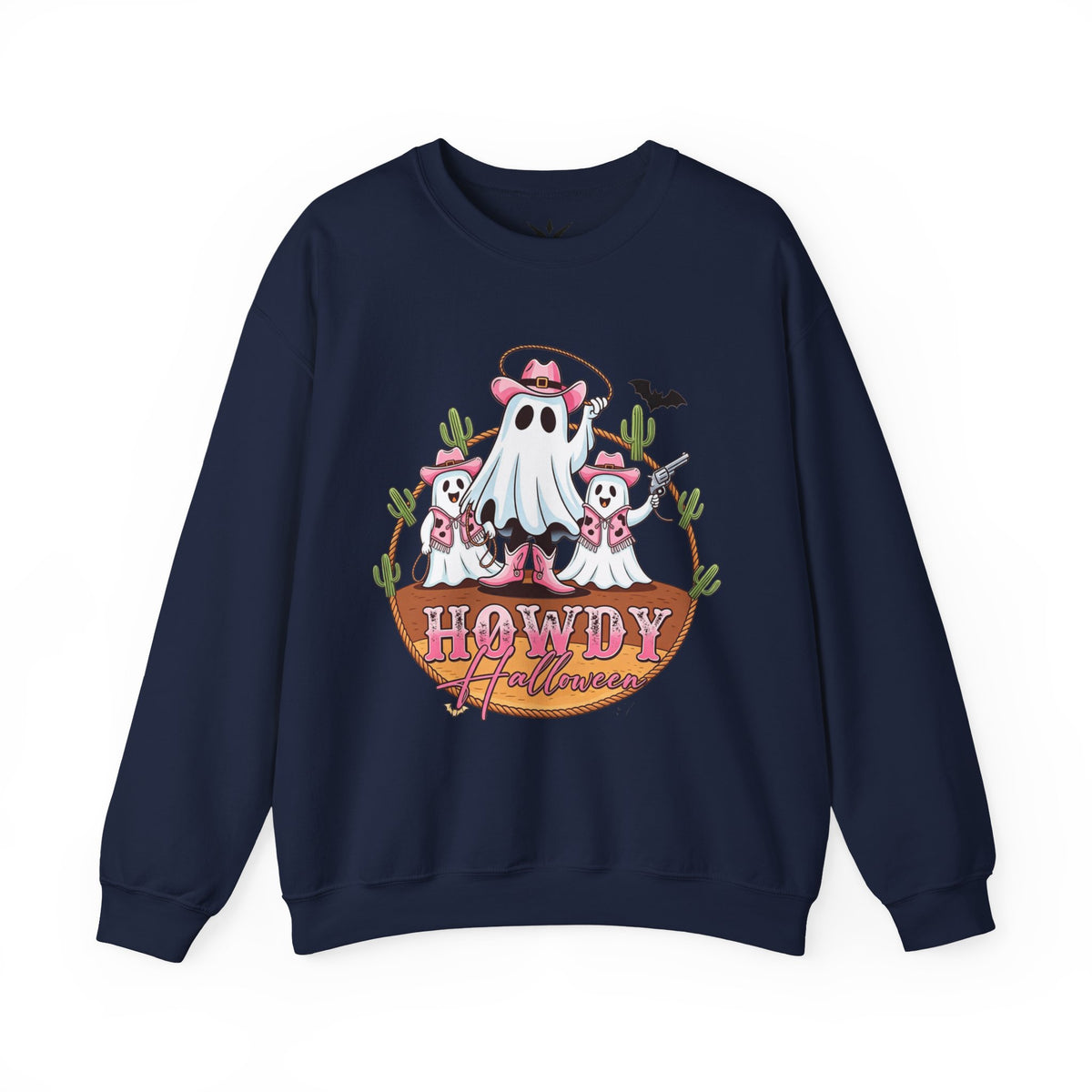 ORVIAN — Howdy Halloween Ghost Cowboy Crewneck, Pink Cowboo Western Unisex Heavy Blend
