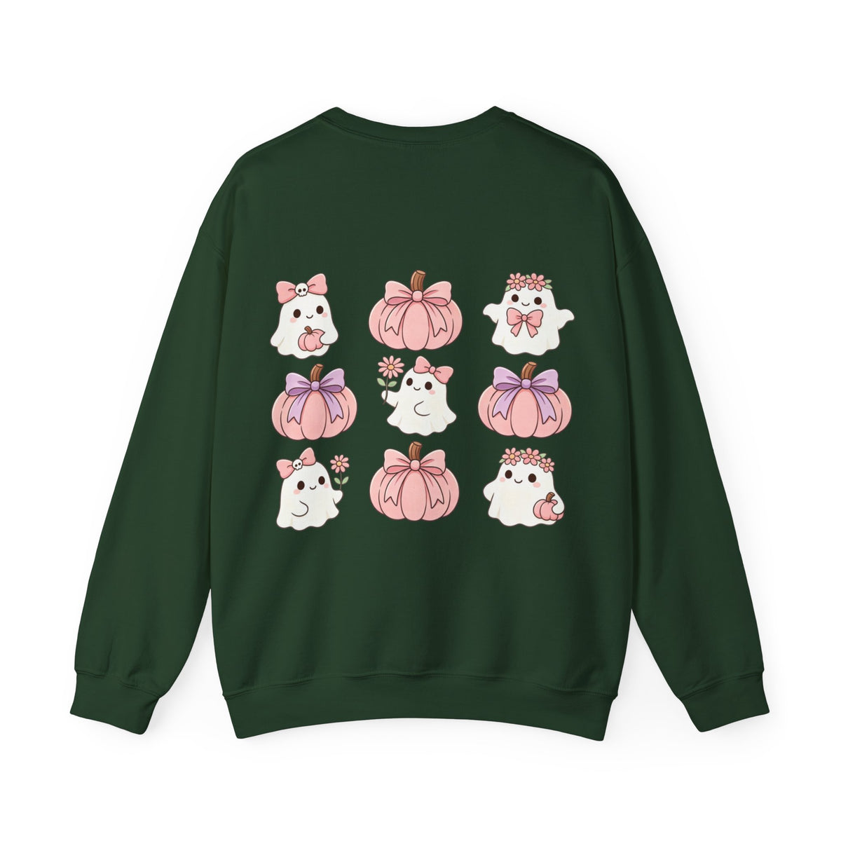 ORVIAN — Pink Halloween Coquette Ghost Crewneck, Bow & Pumpkin Unisex Heavy Blend