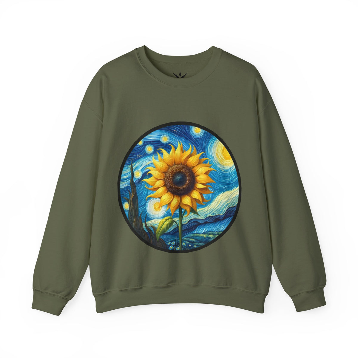 ORVIAN — Van Gogh Starry Night Sunflower & Artist Easel Crewneck, Art-Inspired Sweatshirt
