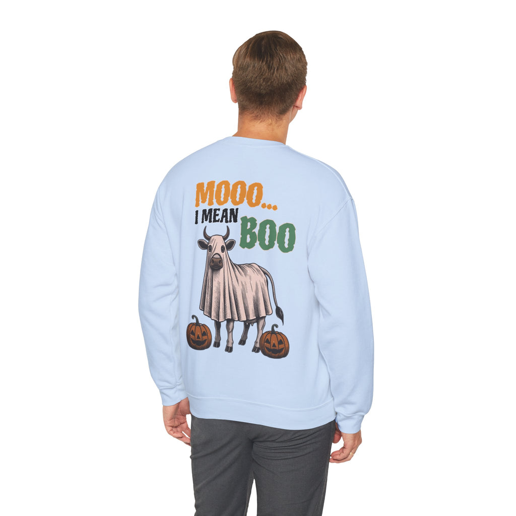 ORVIAN — Howdy Fall Wéstern Pumpkin & Ghost Cow Crewneck, Moo I Mean Boo Halloween Unisex
