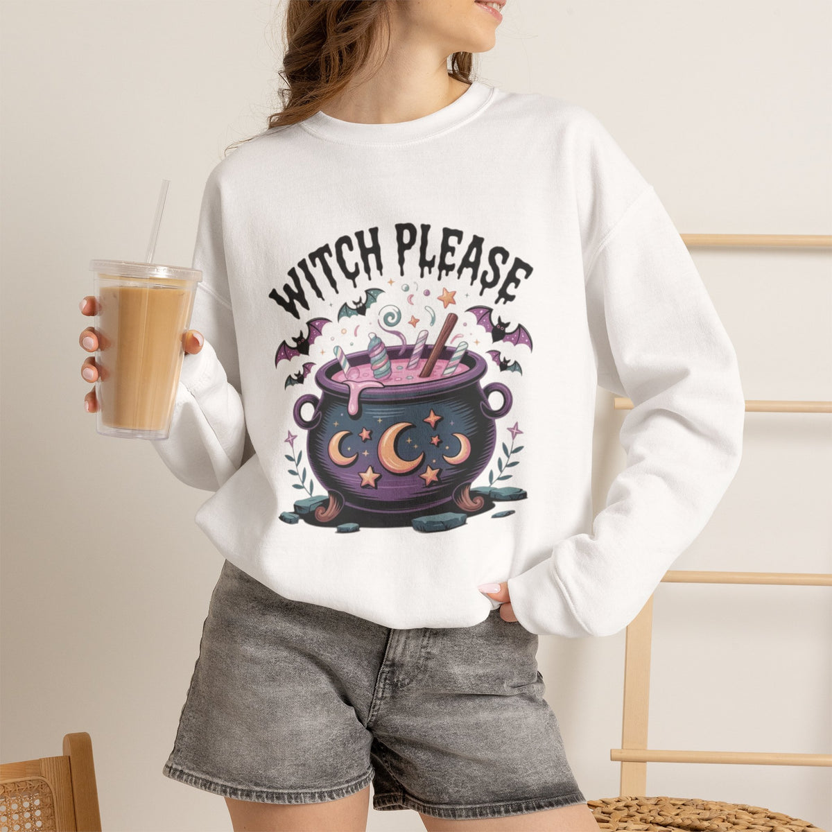 ORVIAN — Witch Please & I'm Just a Housewife Witch Crewneck, Magical Cauldron Unisex Heavy Blend