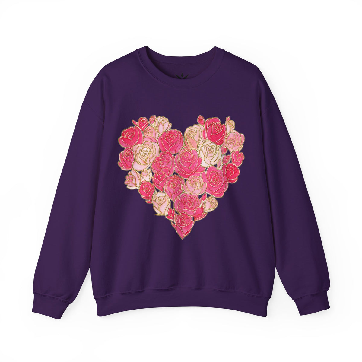 ORVIAN — Floral Rose Heart Crewneck, Romantic Pink Flower Valentine Sweatshirt, Unisex Heavy Blend