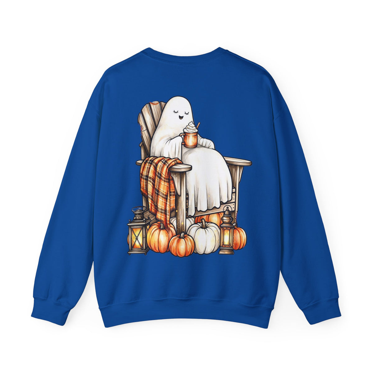 ORVIAN — Ghostly Coffee Break Coquette Bow Crewneck, Cozy Pumpkin Spice Halloween Unisex