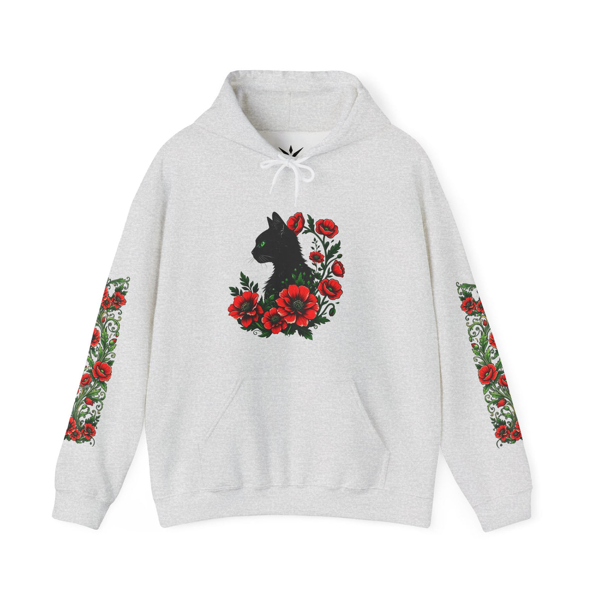 ORVIAN — Black Cat & Red Poppies Unisex Heavy Blend Hoodie