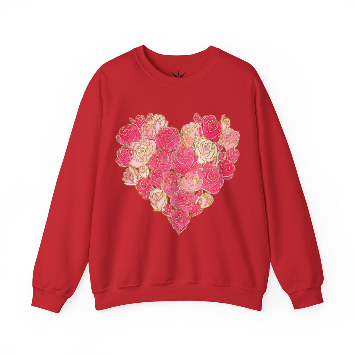 ORVIAN — Floral Rose Heart Crewneck, Romantic Pink Flower Valentine Sweatshirt, Unisex Heavy Blend