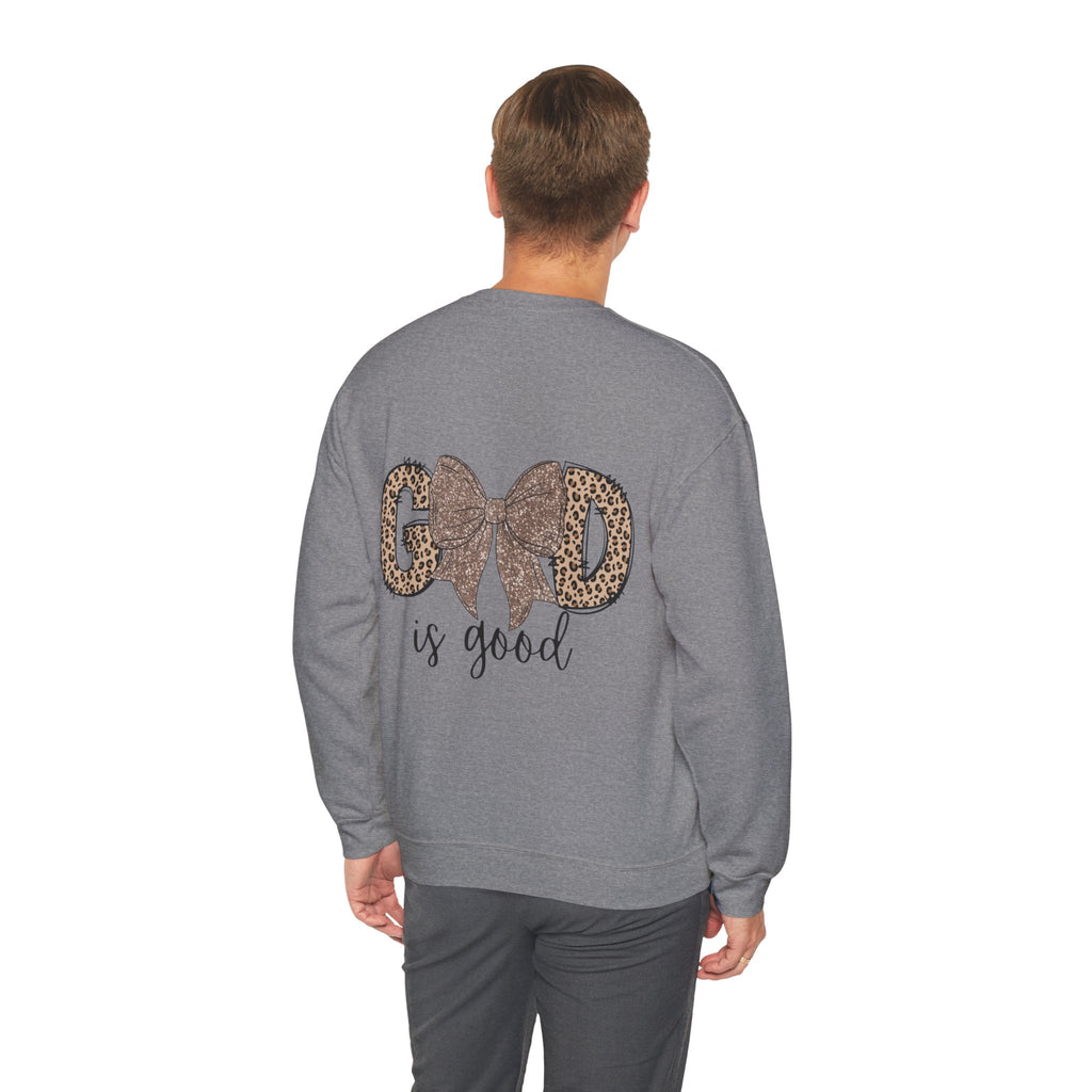 ORVIAN — Leopard Is The New Black & God Is Good Coquette Bow Crewneck, Faith-Inspired Unisex