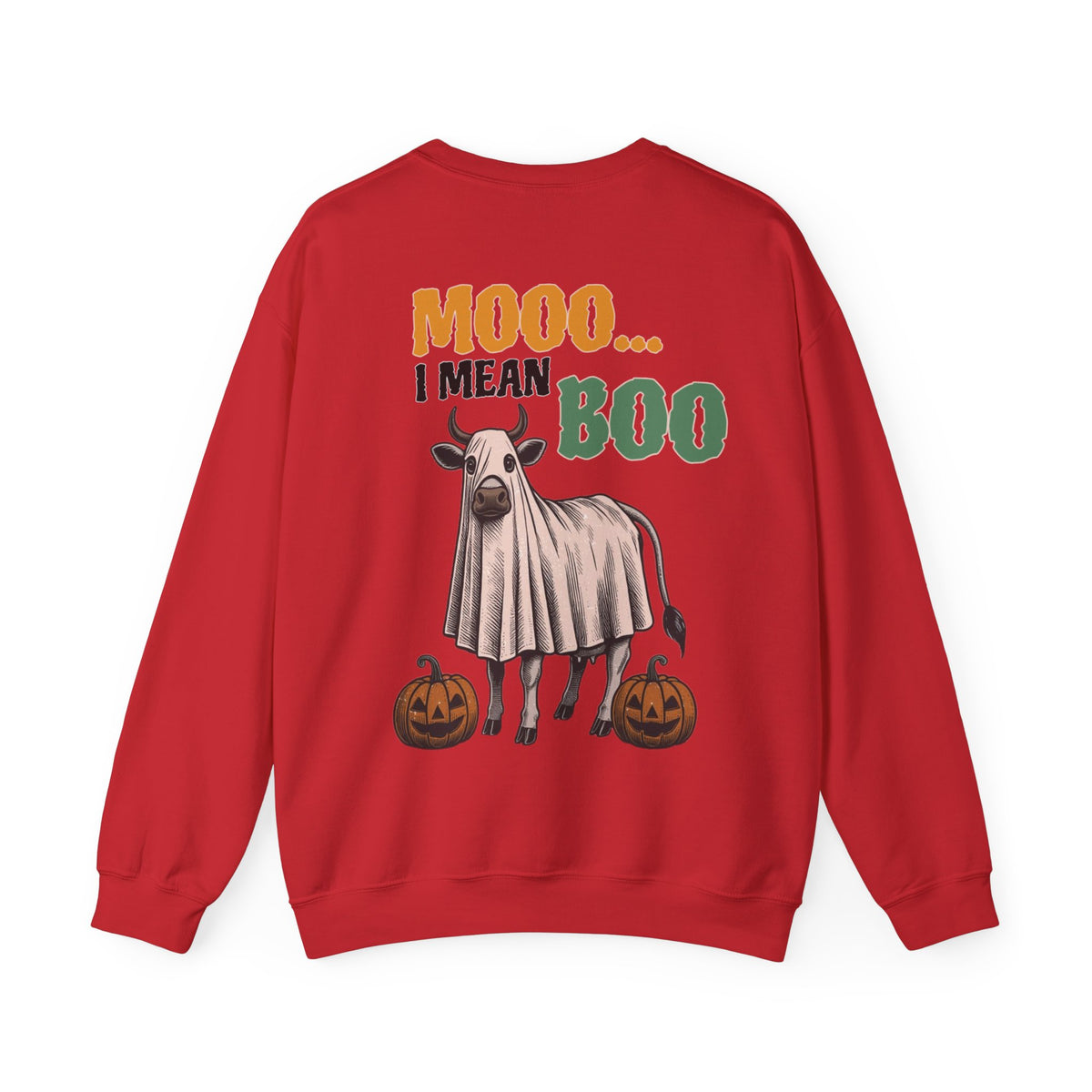 ORVIAN — Howdy Fall Wéstern Pumpkin & Ghost Cow Crewneck, Moo I Mean Boo Halloween Unisex