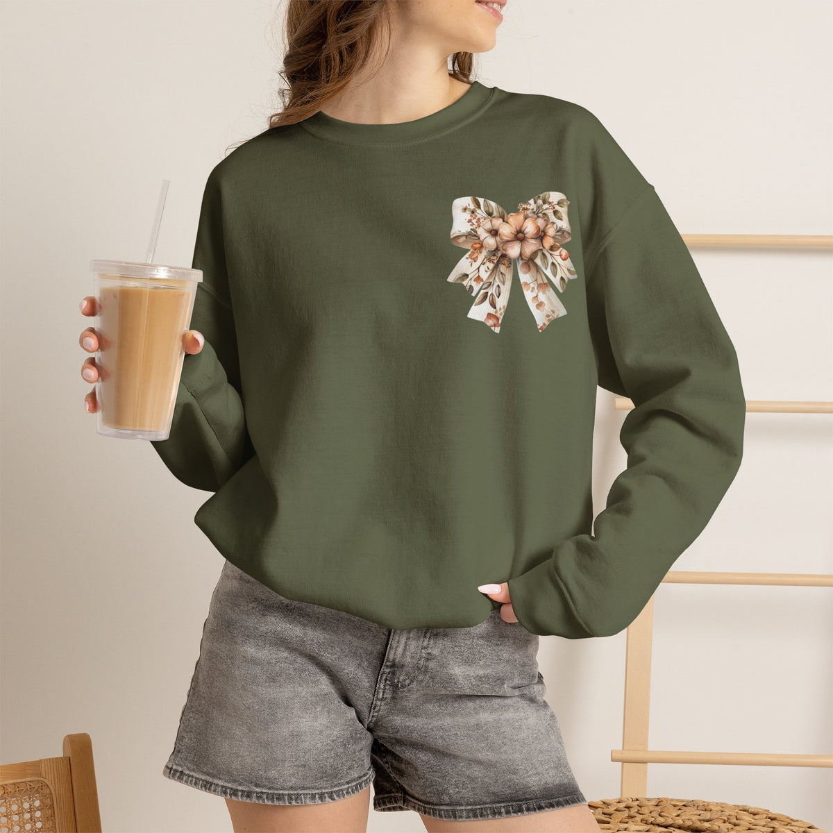 ORVIAN — Pumpkin Spice & Autumn Botanicals Crewneck, Floral Pumpkin Fall Unisex Sweatshirt