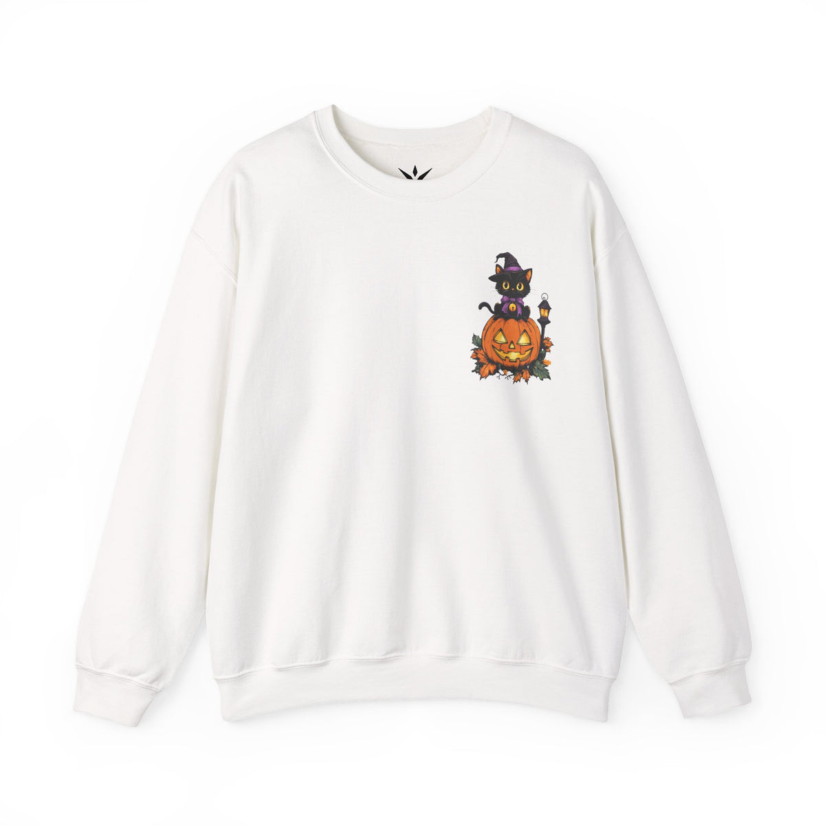 ORVIAN — Witch Cat Halloween Crewneck, Flying Black Cat & Pumpkin Patch Unisex Sweatshirt