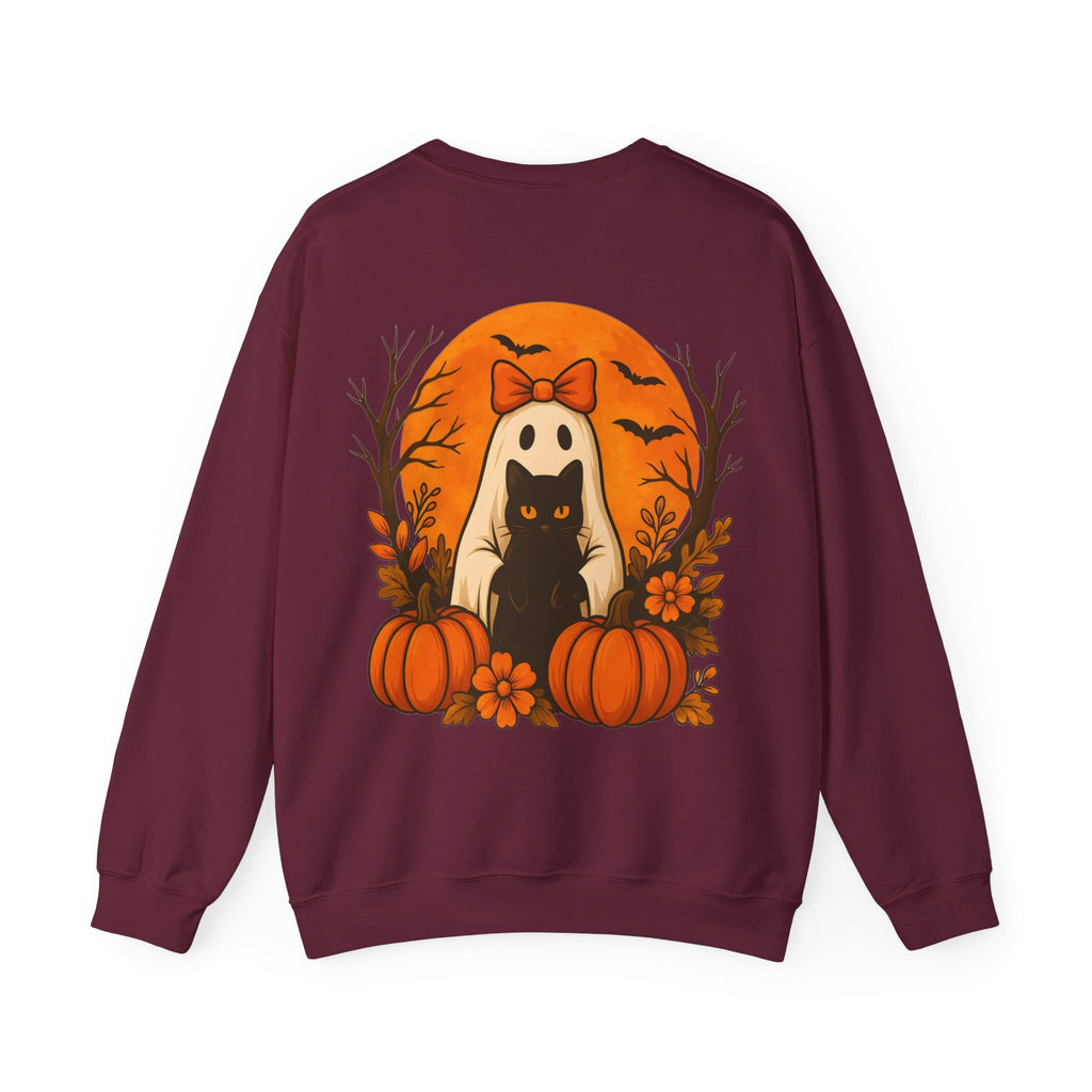ORVIAN — Black Cat & Pumpkin Halloween Crewneck, Ghost & Coquette Bow Unisex Heavy Blend