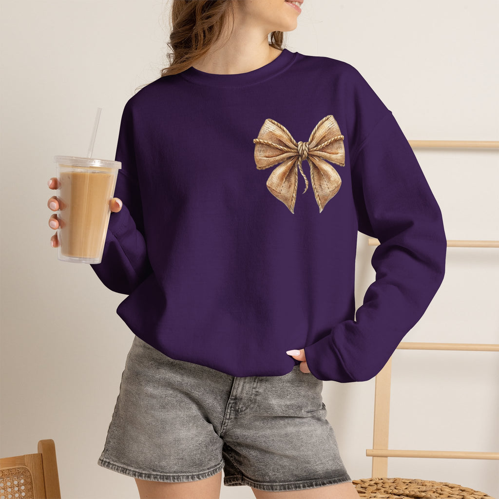 ORVIAN — Coquette Fall Bow & Football Crewneck, Pumpkin Spice Game Day Unisex Heavy Blend