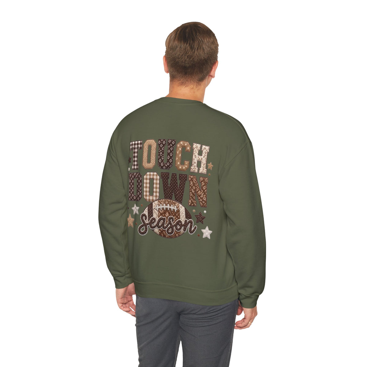 ORVIAN — Touchdown Season Football Bow Crewneck, Sparkle Game Day Sporty Unisex Heavy Blend